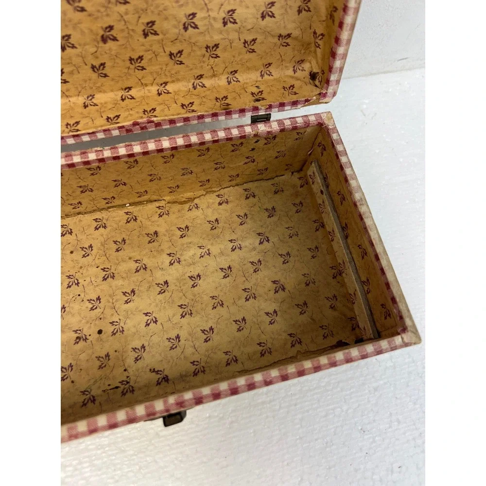 Wood Dollhouse Steamer Trunk Miniature Antique Storage Box Chest SALESMAN SAMPLE
